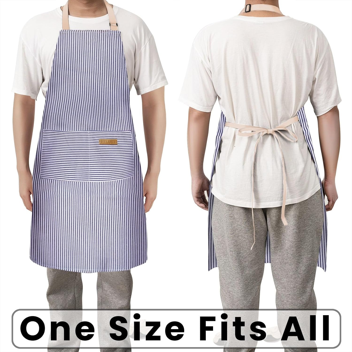 2 Pack Adjustable Bib Apron with 2 Pockets Chef Cooking Kitchen Restaurant Aprons for Women Men