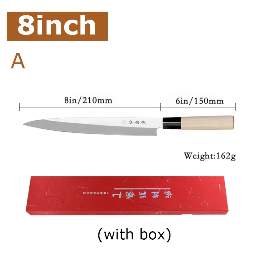 Professional Japanese Sashimi Knife Sushi Chef Knives Salmon Slicing Raw Meat Butcher Cleaver Stainless Steel Filleting Knife