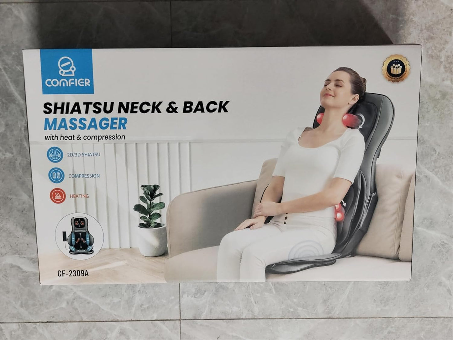 Shiatsu Neck Back Massager with Heat, 2D Ro 3D Kneading Massage Chair Pad, Adjustable Compression Seat Massager for Full Body Relaxation, Christmas Gifts for Dad Mom Women Men,Dark Gray