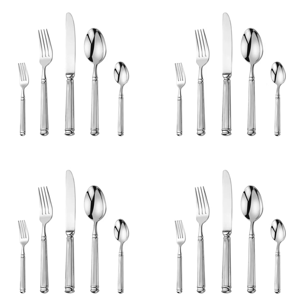 Europe Silver Luxury Fashion Cutlery Set 18/10 Stainless Steel Creativity Gift Roman Column Flatware 304 Drop Shipping