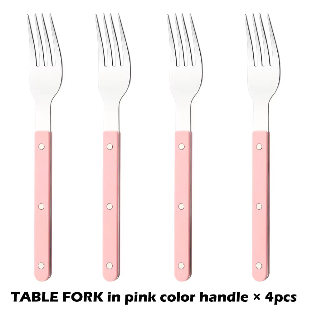 Fashionable Design Top Mirror Polishing Cutlery Sets Stainless Steel 18/8(304) ABS Handle with Rivets Silverware Set for Kitchen