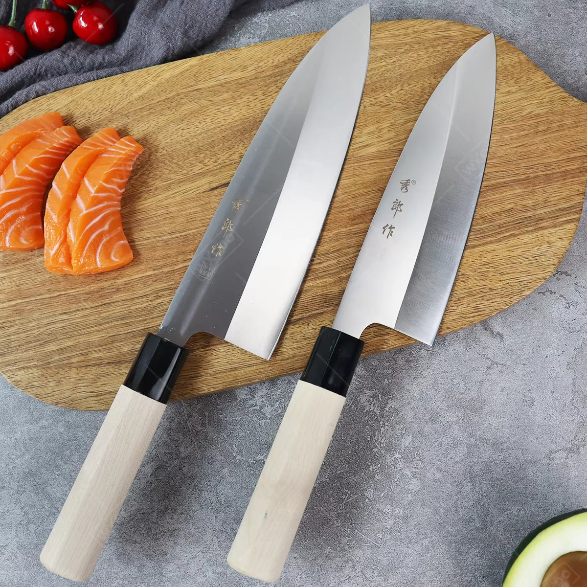 Professional Japanese Sashimi Knife Sushi Chef Knives Salmon Slicing Raw Meat Butcher Cleaver Stainless Steel Filleting Knife