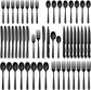 48 Pieces Black Silverware Set, Black Flatware Set with Steak Knives, Food-Grade Stainless Steel Cutlery Set for 8, Tableware Eating Utensils, Dishwasher Safe