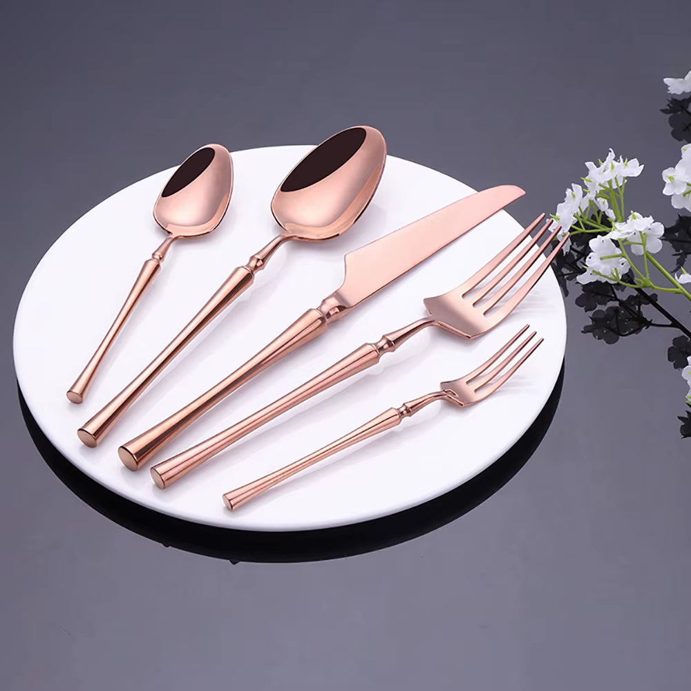 10/15/20/25/30Pcs Gold Tableware Dinnerware Stainless Steel Cutlery Set Sliver Knife Fork Spoon Set Kitchen Utensils Flateware