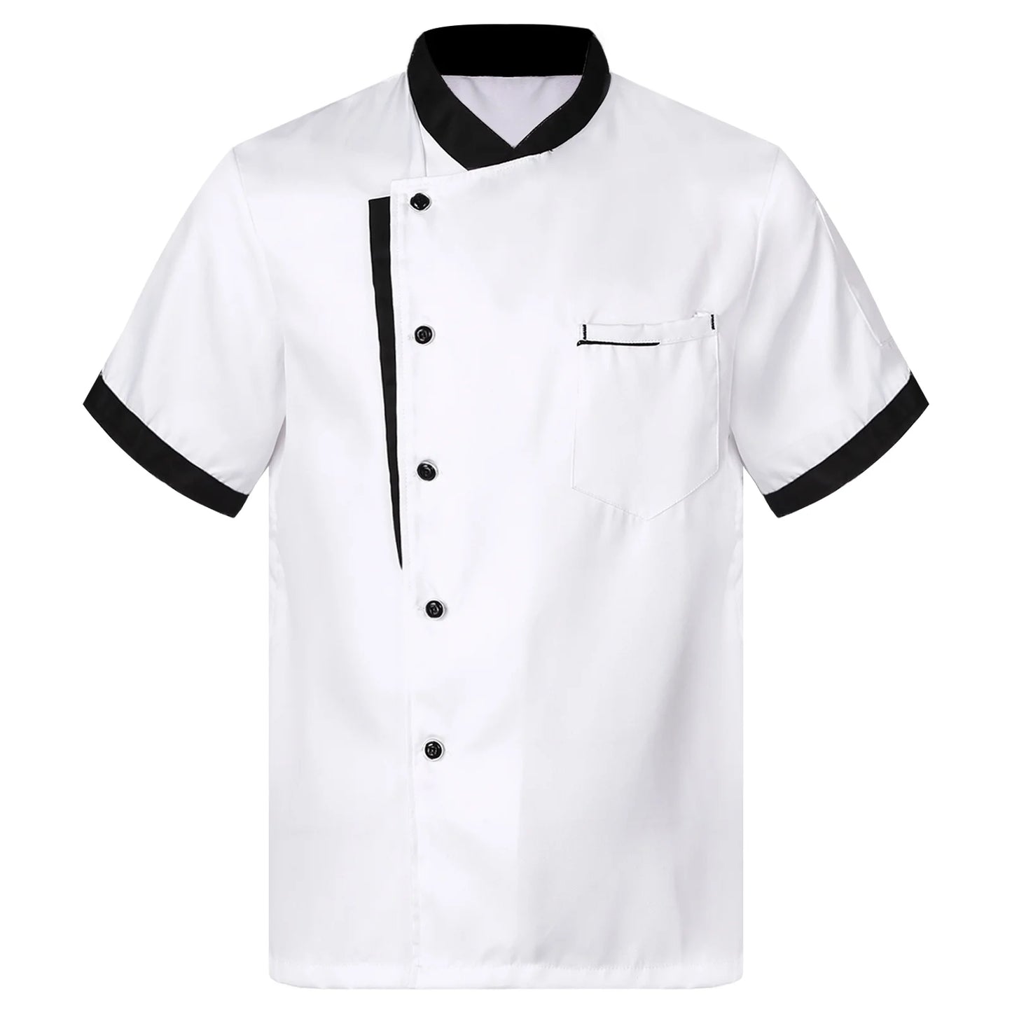 Men'S Short Sleeve Button Chef Coat Jacket Kitchen Cook Shirt Uniforms for Food Service White XL