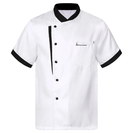 Men'S Short Sleeve Button Chef Coat Jacket Kitchen Cook Shirt Uniforms for Food Service White XL