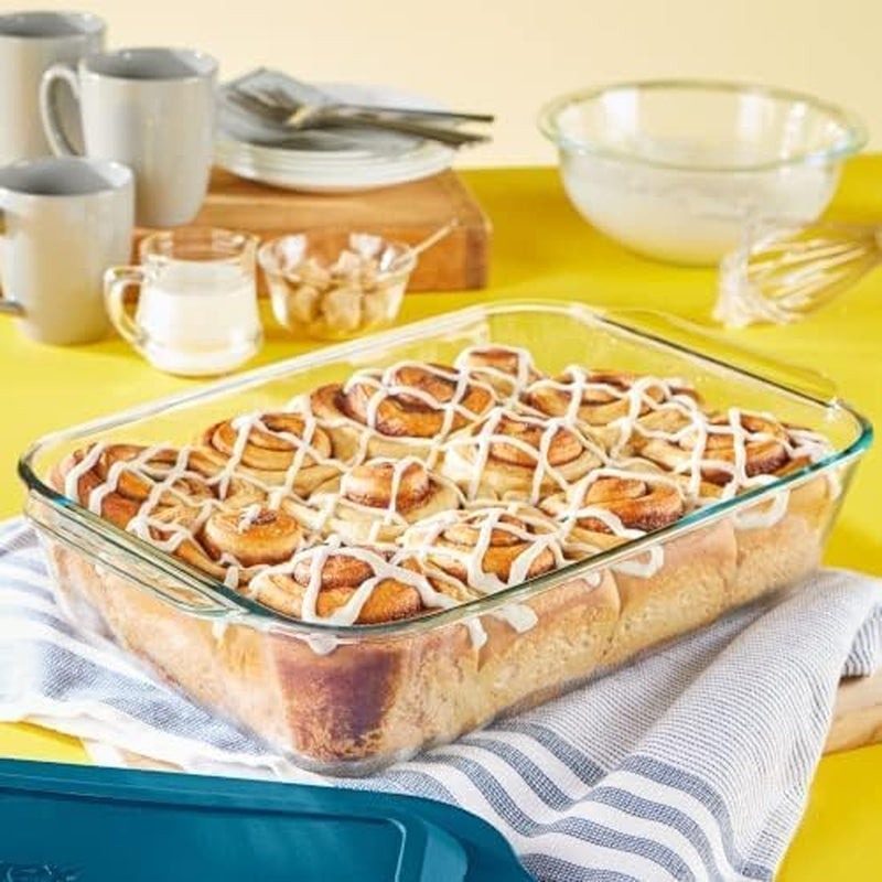 Deep 9X13-Inch Glass Baking Dish with Lid, Deep Casserole Dish, Glass Food Container, Oven, Freezer and Microwave Safe, Clear Container