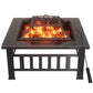 32'' Outdoor Square Fire Pit with Lid