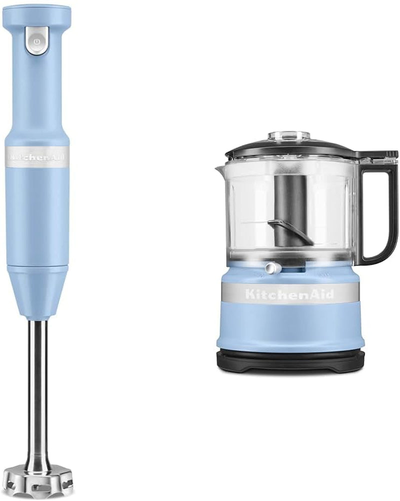 Cordless Variable Speed Hand Blender - KHBBV53, Blue Velvet & 3.5 Cup Food Chopper - KFC3516, Blue Velvet