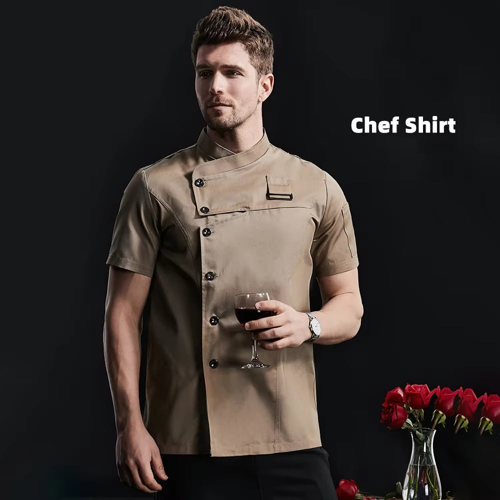 Kitchen Jacket Catering Uniform Short Sleeve Chef Clothes Hotel Waitress Restaurant Workwear Bakery Sushi Chef Coat Cooker Shirt