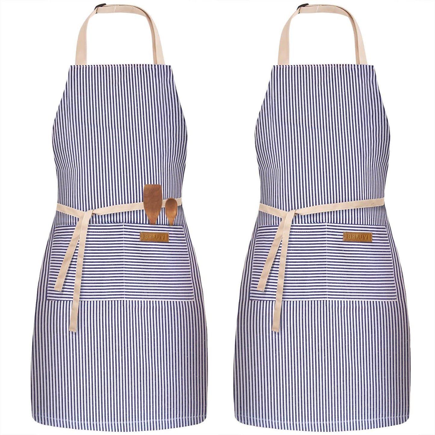 2 Pack Adjustable Bib Apron with 2 Pockets Chef Cooking Kitchen Restaurant Aprons for Women Men