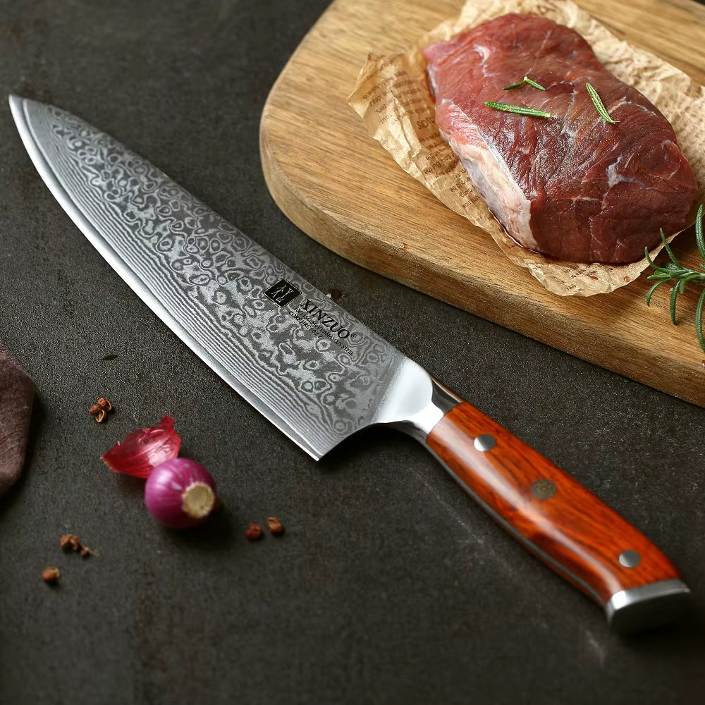 8.5 Inch Chef Knives High Carbon Chinese VG10 67 Layer Damascus Kitchen Knife Stainless Steel Gyuto Knife Rosewood Handle