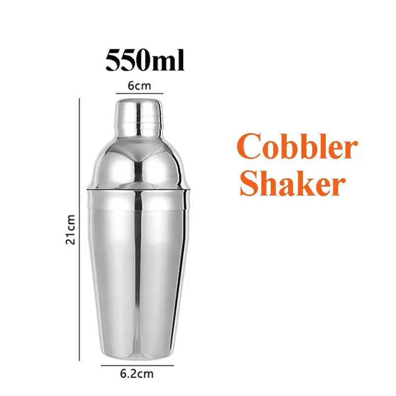 Stainless Steel Cocktail Shaker Set Mixer Bartender Kit Cobbler Boston Shaker Bars Set Tools Jigger Mixer Muddler Pourer Spoon