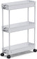 Slim Rolling Storage Cart, 3 Tier Bathroom Storage Organizer Laundry Room Utility Cart Mobile Shelving Unit, Multi-Purpose for Kitchen Office Bathroom Laundry Narrow Places, White