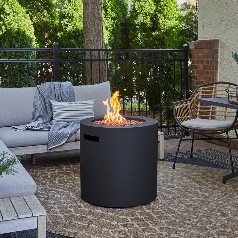 Aegean 24" round Steel Propane Fire Pit Table with Hidden Tank Storage by