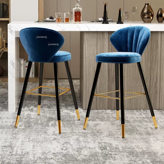 Nordic Wrought Iron Bar Chairs for Kitchen Restaurant Backrest Bar Stools Modern Minimalist Home Reception Hotel High-Foot Chair