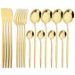 16Pcs Mirror Gold Dinnerware Set Stainless Steel Cutlery Set Fork Knife Coffee Spoon Tableware Silverware Kitchen Flatware Set