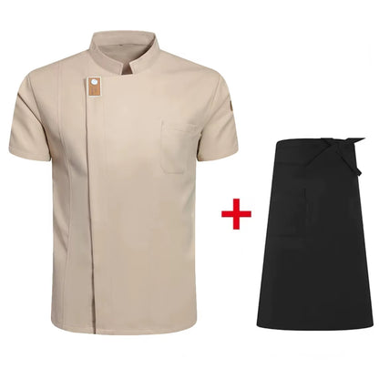 2024 New Men Women Chef Jacket Short Sleeve Cook Shirt Bakery Restaurant Waiter Uniform Top