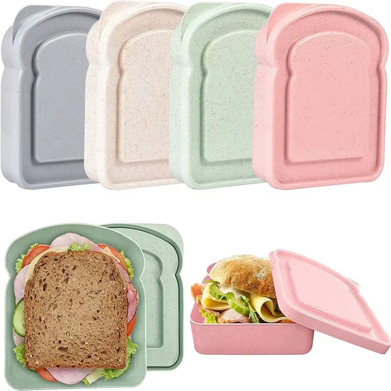 Sandwich Containers Lunch Box Toast Storage Box with Lid Portable Food Storage Case Reusable Microwave Lunch Box Sandwich Case