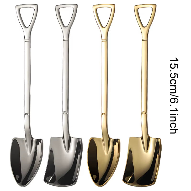 20/1Pcs Stainless Steel Shovel Spoon Gold Silver Coffee Spoons Ice Cream Dessert Scoops Teaspoon Kitchen Tableware Cutlery Set