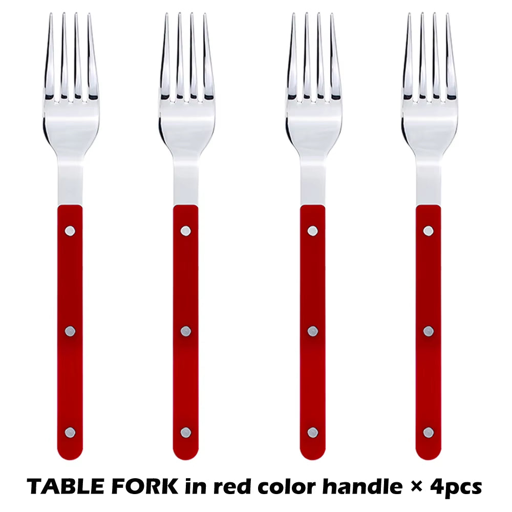 Fashionable Design Top Mirror Polishing Cutlery Sets Stainless Steel 18/8(304) ABS Handle with Rivets Silverware Set for Kitchen