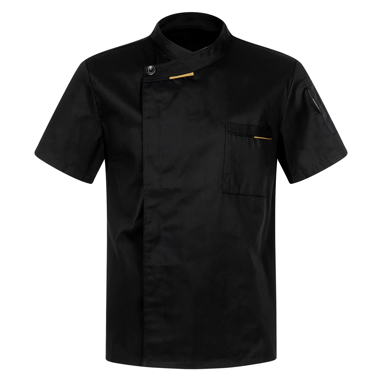 Mens Chef Shirt Work Uniform Cross-Over Collar Chef Coat Kitchen Restaurant Hotel Unisex Cooking Jacket with Pockets Chef Tops