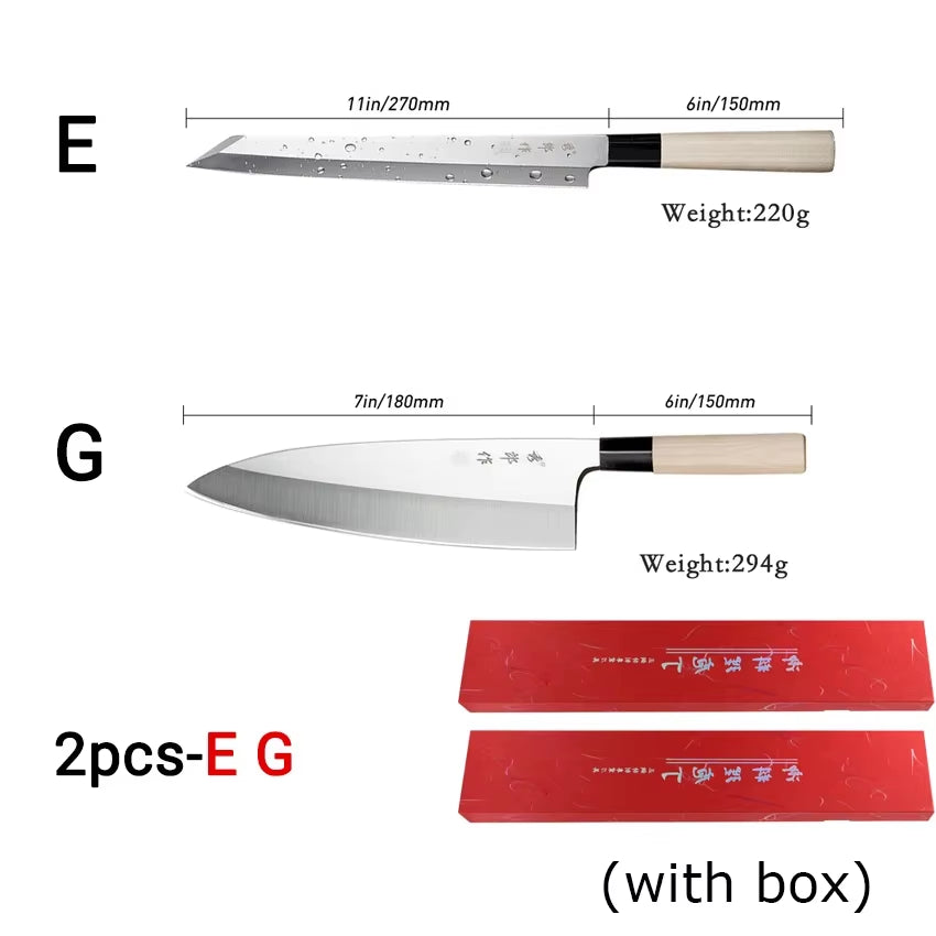 Professional Japanese Sashimi Knife Sushi Chef Knives Salmon Slicing Raw Meat Butcher Cleaver Stainless Steel Filleting Knife