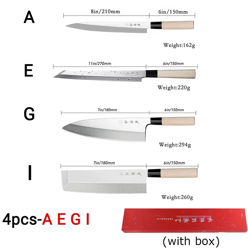 Professional Japanese Sashimi Knife Sushi Chef Knives Salmon Slicing Raw Meat Butcher Cleaver Stainless Steel Filleting Knife