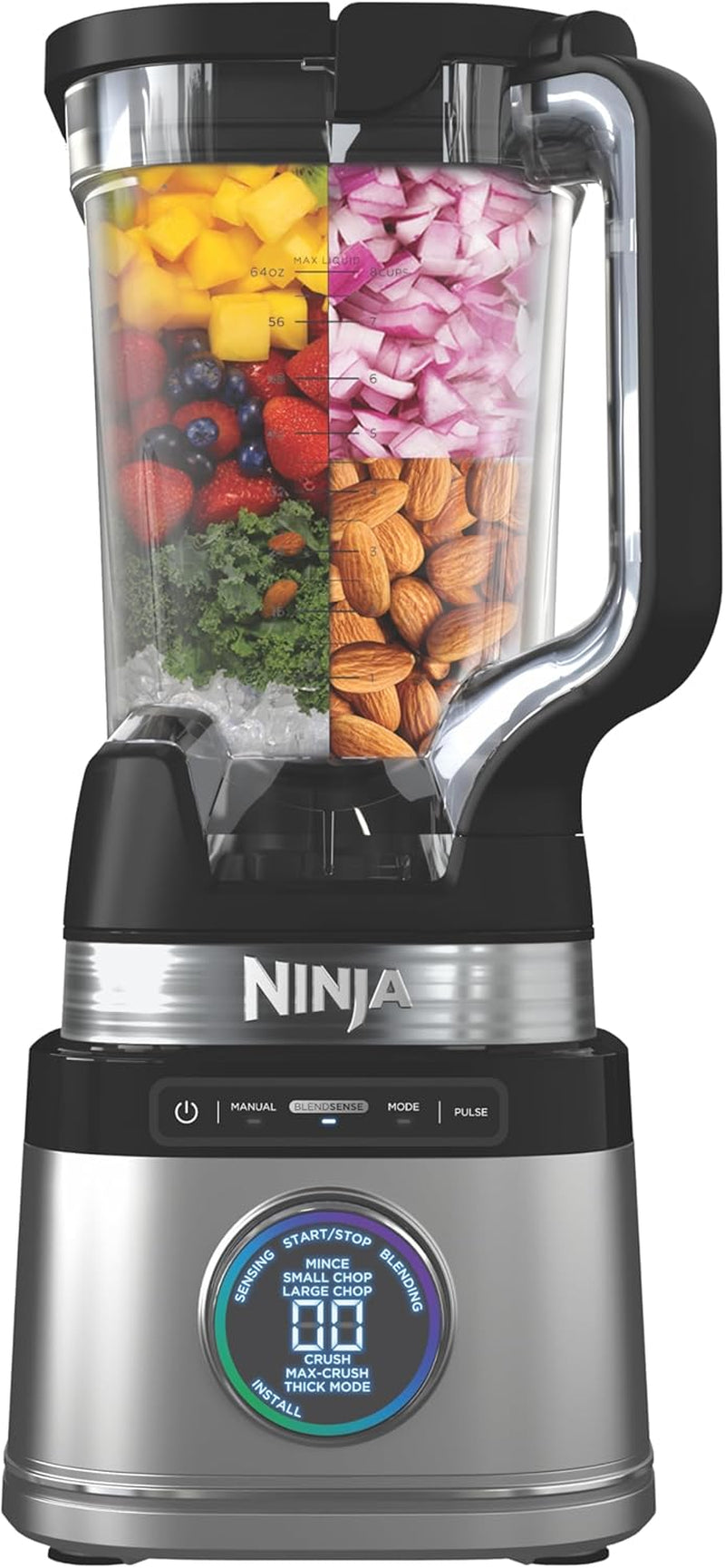 TB401 Detect Kitchen System Power Blender + Processor Pro, Blendsense Technology, Blender, Chopping & Smoothies, 1800 Peak Watts, 72 Oz. Pitcher, 64 Oz. Food Processor, 24 Oz. To-Go Cup, Black