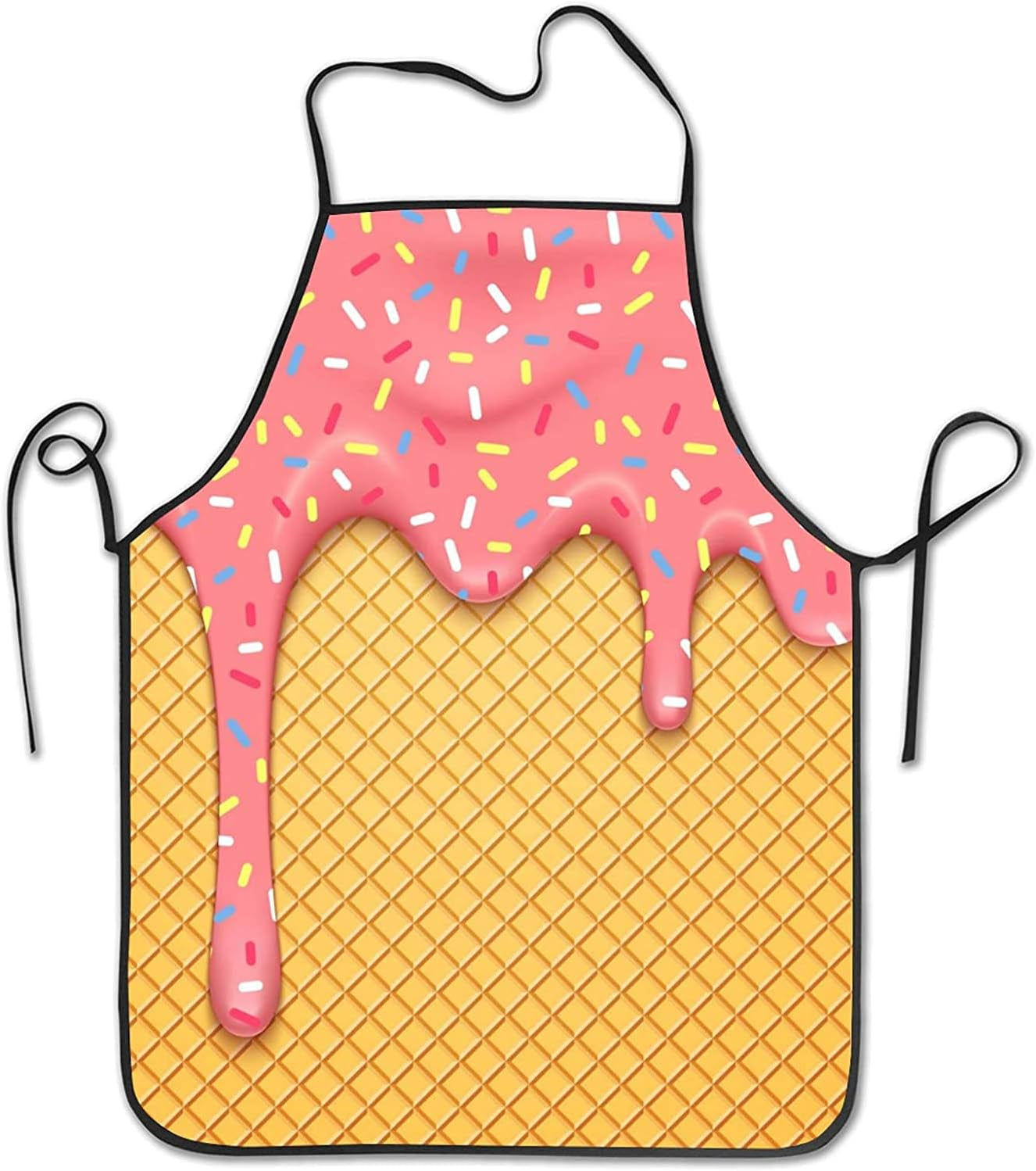 Ice Cream Waffle Cherry Flavor Yummy Summer Dessert Apron Theme Cooking Chef Work Shop Women Men Adult Girl Kid Weavers Baking Decorations Painting Bbq Grilling Kitchen Accessories Party Supplies