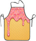 Ice Cream Waffle Cherry Flavor Yummy Summer Dessert Apron Theme Cooking Chef Work Shop Women Men Adult Girl Kid Weavers Baking Decorations Painting Bbq Grilling Kitchen Accessories Party Supplies