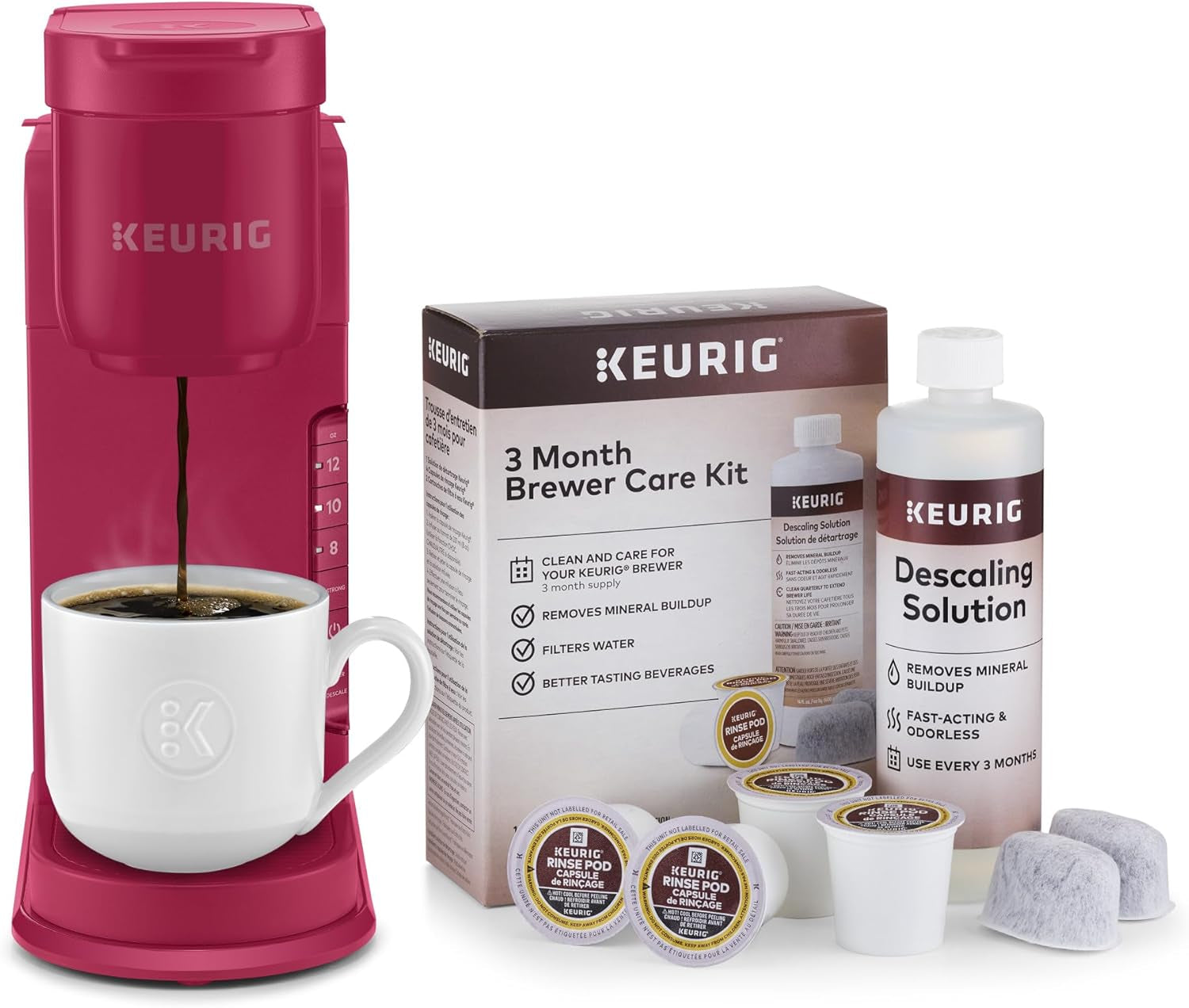 K-Express Single Serve K-Cup Pod Coffee Maker, 3 Brew Sizes, Strong Button Feature, 42Oz Removable Reservoir, Island Berry