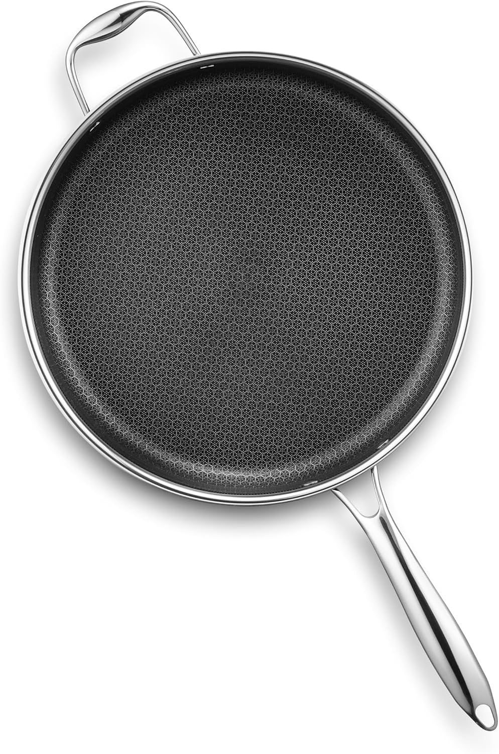 Hybrid Nonstick 5.5 Qt Deep Sauté Pan and Lid, Dishwasher and Oven-Safe, Compatible with All Cooktops