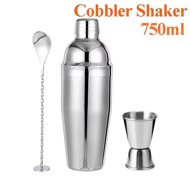 Stainless Steel Cocktail Shaker Set Mixer Bartender Kit Cobbler Boston Shaker Bars Set Tools Jigger Mixer Muddler Pourer Spoon