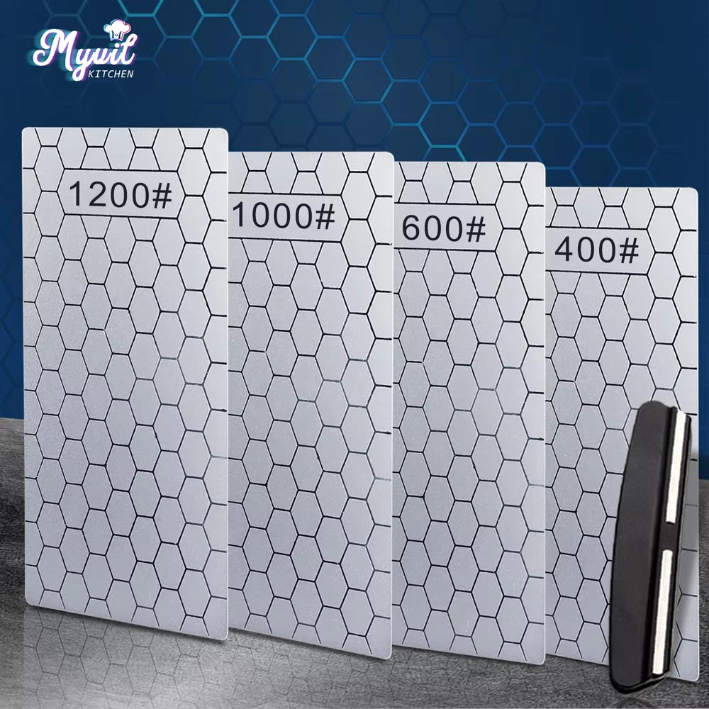 Diamond Knives Sharpening Stone 400# 1000# 600# Grindstone Knife Sharpener Ultra-Thin Honeycomb Surface Whetstone Set