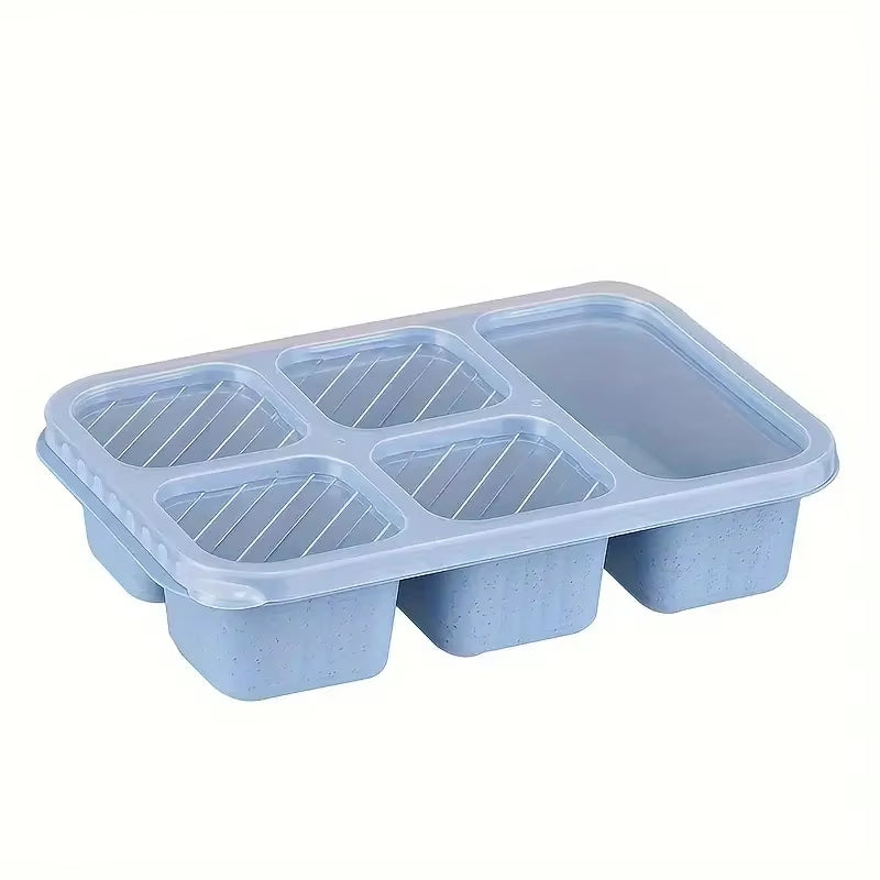 5 Compartment Reusable Bento Box Leak-Proof Portable Food Storage with Secure Lid Ideal for School Work Camping and Picnics