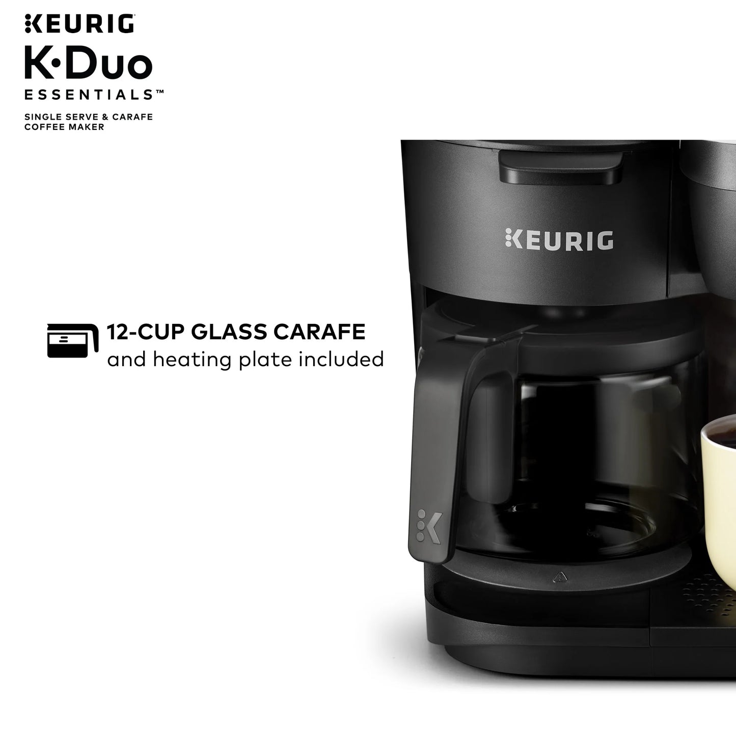 K-Duo Essentials Black Single-Serve K-Cup Pod Coffee Maker