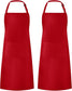 2 Pack Adjustable Bib Apron Waterdrop Resistant with 2 Pockets Cooking Kitchen Aprons for Women Men Chef, Black