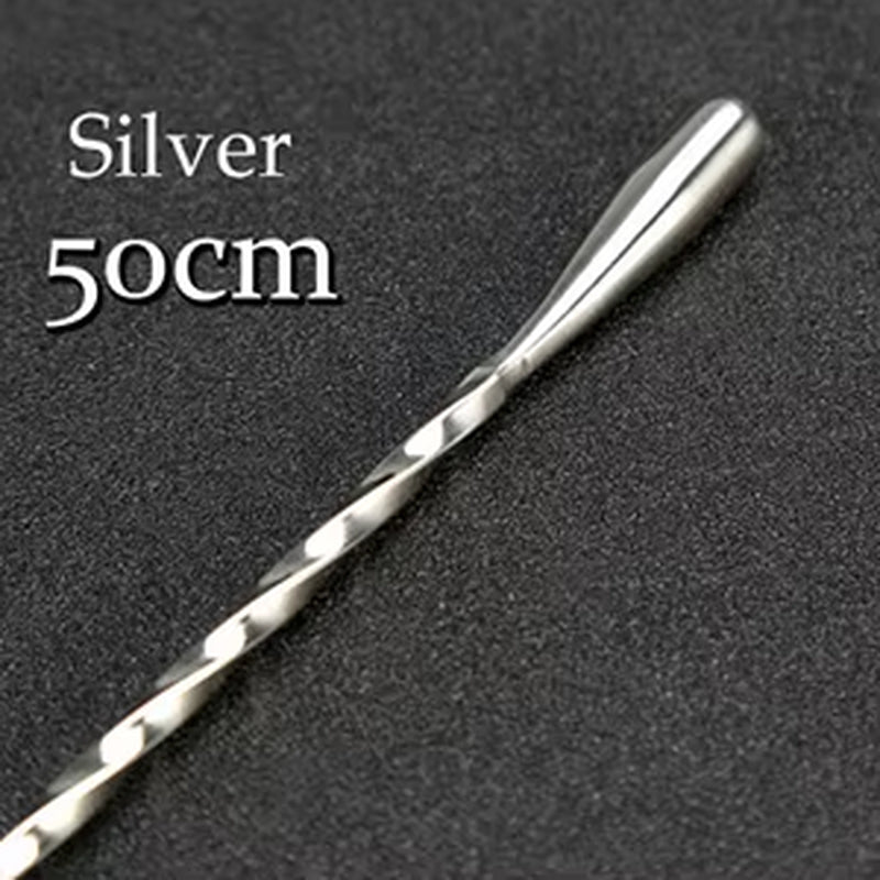 30Cm/40Cm/50Cm Teardrop Cocktail Bar Spoon Mixing Spoon 304 Stainless Steel Twisted Mixing Stir Spoon Bar Tool