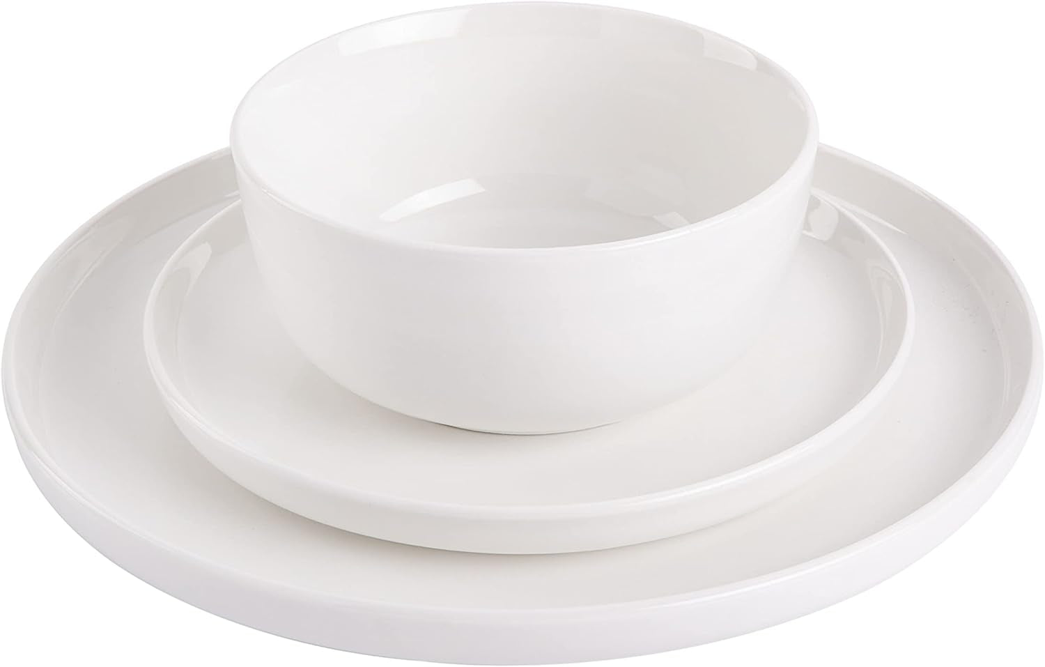 Oslo 12-Piece Porcelain Dinnerware Set, White,Service for 4 (12Pcs)