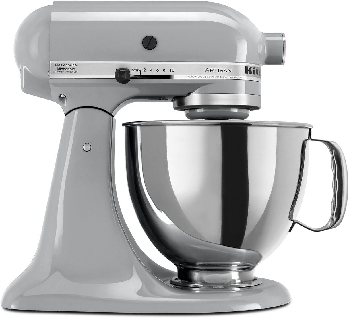 Artisan Series 5 Quart Tilt Head Stand Mixer with Pouring Shield KSM150PS, Contour Silver