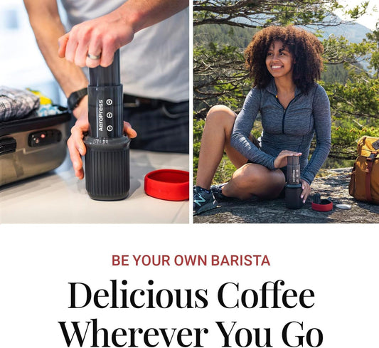 Go Travel Coffee Press Kit - 3 in 1 Brew Method Combines French Press, Pourover, Espresso - Full Bodied Coffee without Grit or Bitterness - Small Portable Coffee Maker for Camping & Travel