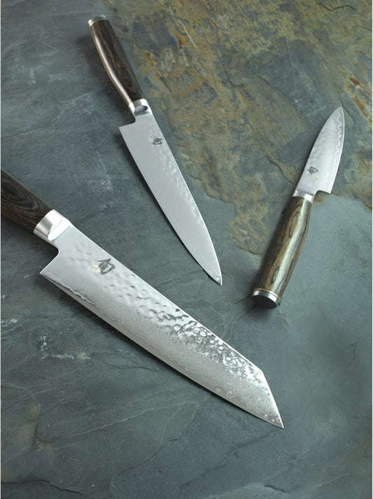 Premier 6.5" Utility Knife, Handcrafted Japanese Knife, VG-MAX Core with Damascus Stainless Steel Cladding, Pakkawood Handle, Precision and Sharpness for Professional and Home Chefs