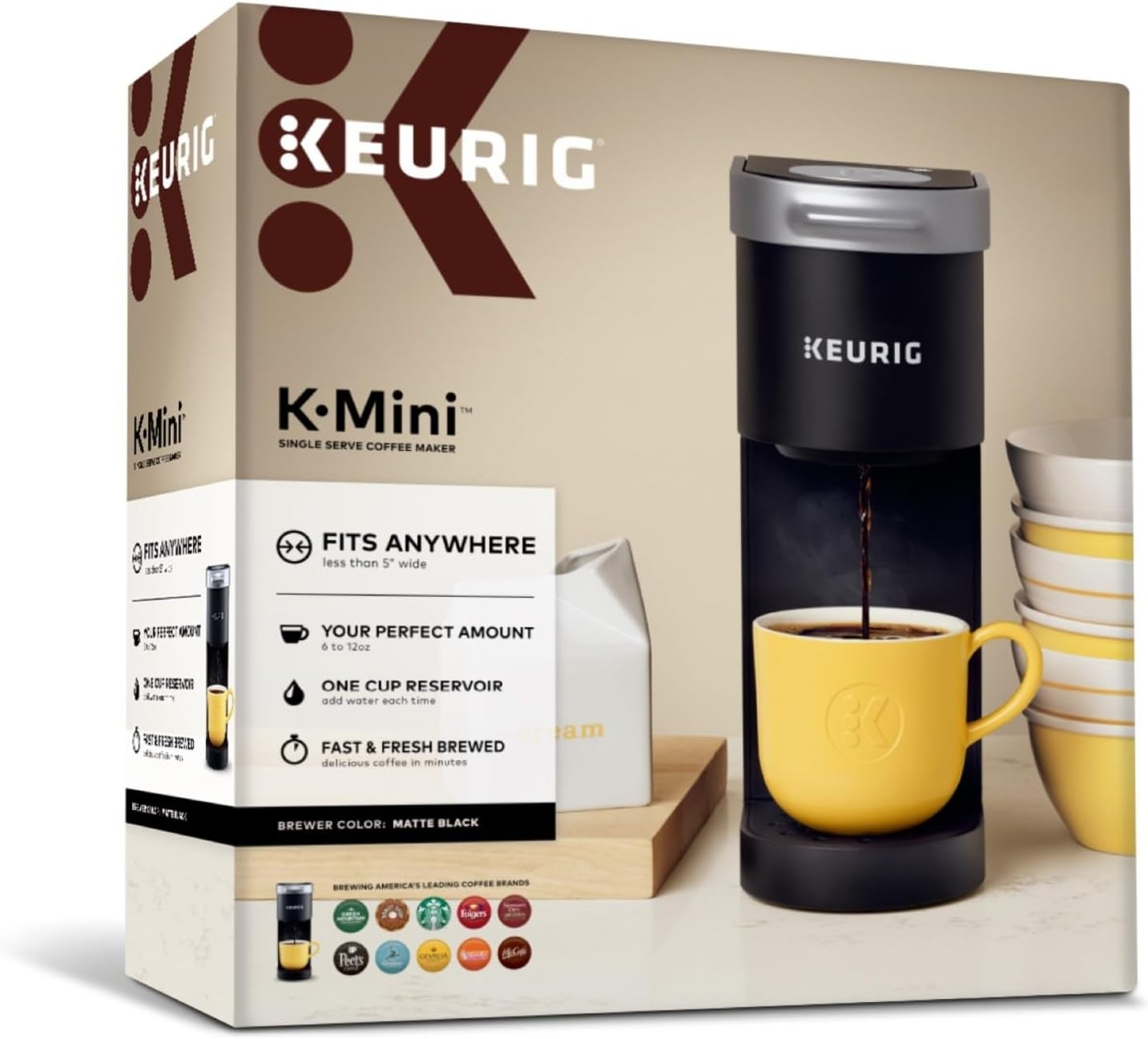 K-Mini Single Serve K-Cup Pod Coffee Maker, 6 to 12Oz Brew Size, with Cord Storage, Perfect for Small Spaces, Black