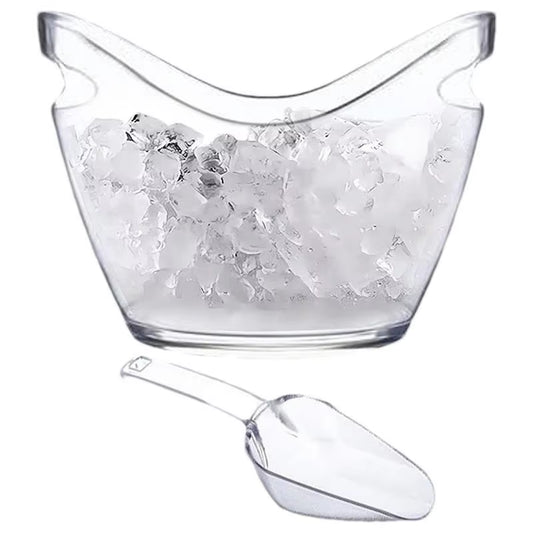 Clear Ice Bucket Beverage Tub with 2 Scoops Handle Cooling Large Ice Bucket for Wine Champagne Bar Supplies for Family Reunion