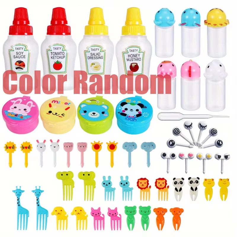 Cute Mini Animal Cartoon Food Picks Children Snack Cake Dessert Food Fruit Forks Silicone Lunch Box Dividers