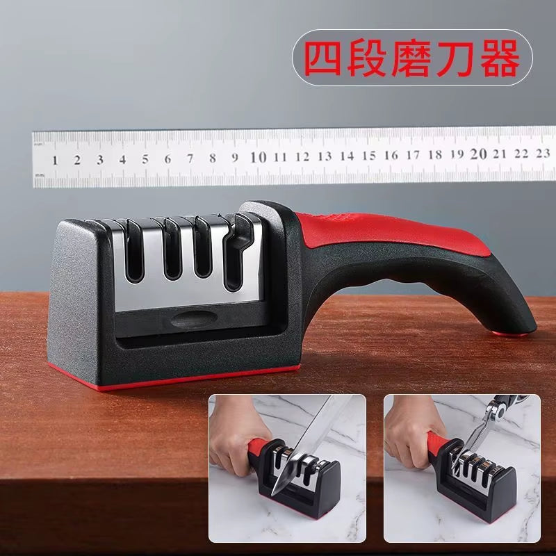 1 Piece Kitchen 3/4-Segment Knife Sharpener Household Multi-Functional Hand-Held 3/4-Purpose Black Sharpening Stone