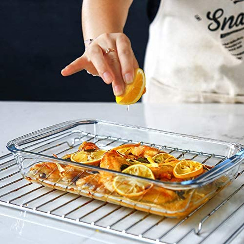 8-Piece Deep Glass Baking Dish Set with Plastic Lids,Rectangular Glass Bakeware Set with Lids, Baking Pans for Lasagna, Leftovers, Cooking, Kitchen, Freezer-To-Oven and Dishwasher, Gray