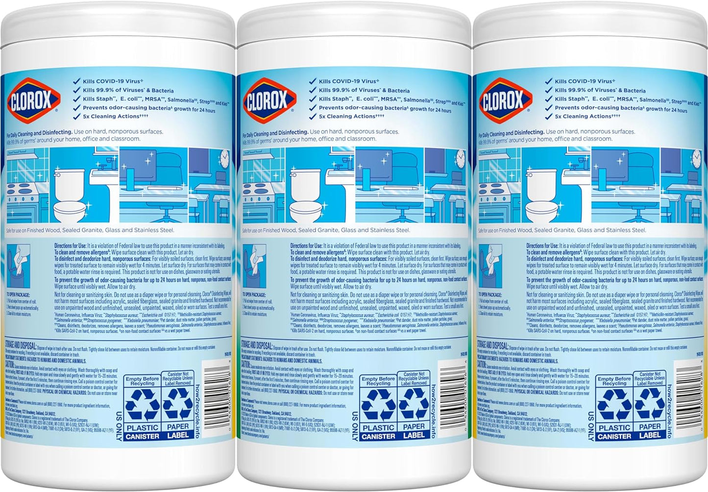 Disinfecting Wipes Value Pack, Household Essentials, 75 Count, Pack of 3 (Package May Vary)