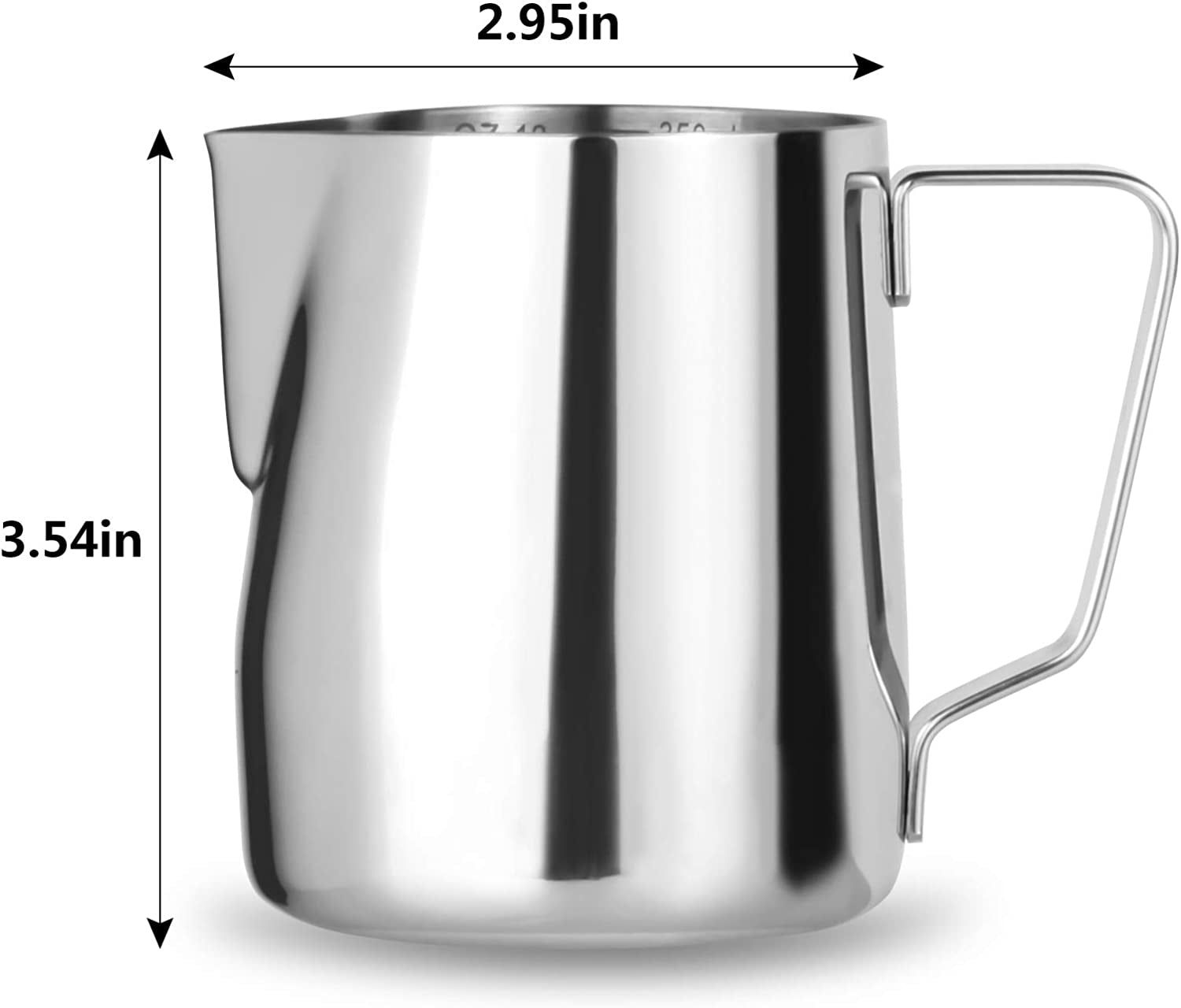 Milk Frothing Pitcher, 12 Oz Milk Frother Steamer Cup Stainless Steel Espresso Cup